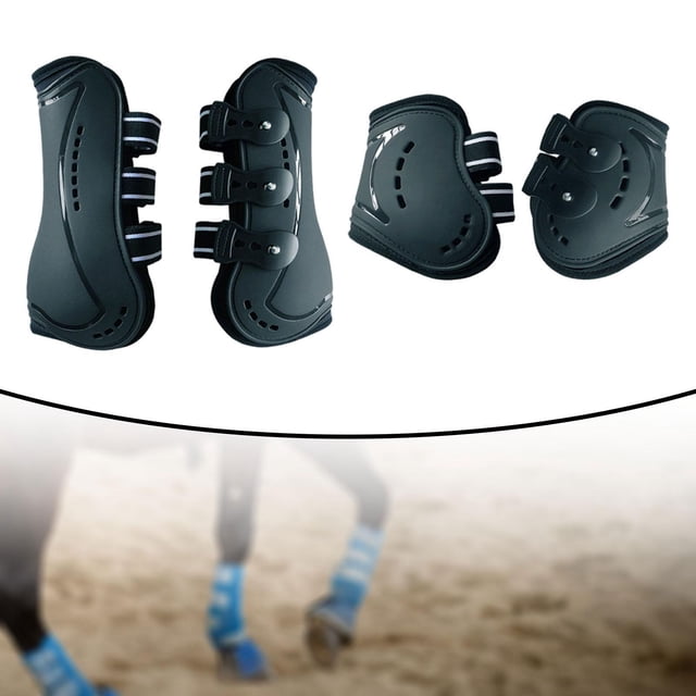 4x botas de caballo envolturas para piernas accesorios de soporte ligeros multifuncionales equipo para saltar entusiastas del deporte ecuestre montar Negro y L