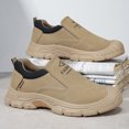 thumbnail image 2 of Men's Slip‑On Low‑Top Work Utility Shoes, Faux Leather Upper Round‑Toe Reinforced Toe Cap Rugged Block Outsole Comfort Footwear For Daily Work And Casual Wear, 2 of 7