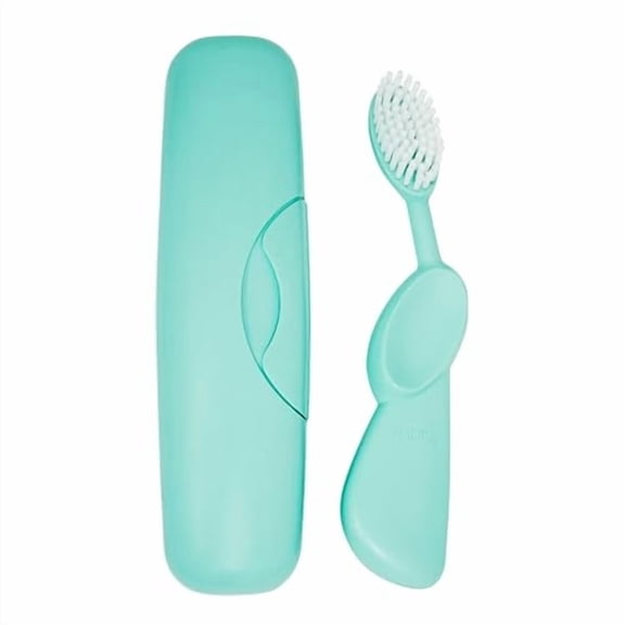 RADIUS Toothbrush Original Big Brush, BPA Free ADA Accepted - Left Hand - Mint Green Brush with Mint Green Case
