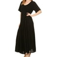 thumbnail image 3 of Sakkas Hailey Cap Sleeve Caftan Long Embroidered Stonewashed Dress - Black - S/M, 3 of 5