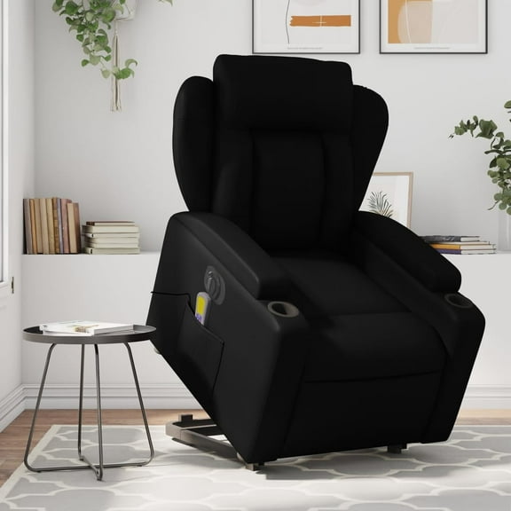 vidaXL Electric Stand up Massage Recliner Chair Black Faux Leather