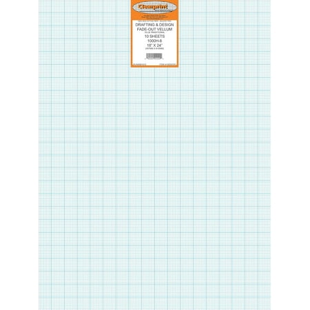 Clearprint 1000H 18 x 24 Design Vellum Sheets with 8x8 Fade-Out Grid 16 lb. 100% Cotton 10 Sheets/Pack