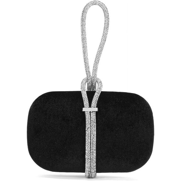 Women's Rhinestones Evening Handbag Crystal Velvet Clutch Bridal Purse for Wedding Prom Night Out Party