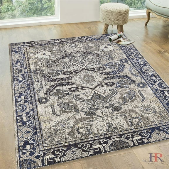 Faded Distressed Kashan Vintage Persian Area Rug Dusk and Gray