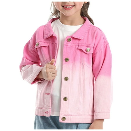

TOWED22 Toddler Baby Boy Girls Denim Jacket Button up Basic Ripped Hoodie Jeans Coat Kid Cowboy Outwear Casual Clothes(Red 110)
