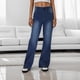 thumbnail image 4 of WILLBEST Pantalones Casuales elegantes para Mujer, Jeans de Pierna Ancha para Mujer, Jeans Holgados de Cintura Alta con Costura Frontal para Comodidad y Moda Diarias. Chica, 4 of 5