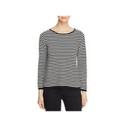 Eileen Fisher Womens Petites Knit Side Slit Sweatshirt B/W PM