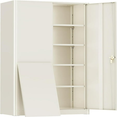 

KHHOOMLIFE Upgrade Metal Garage Storage Cabinet Large 72 Locking Steel Garage Cabinets with 4 Adjustable Shelves and 2 Doors Metal Lockable Tool Cabinets for Garage Office School