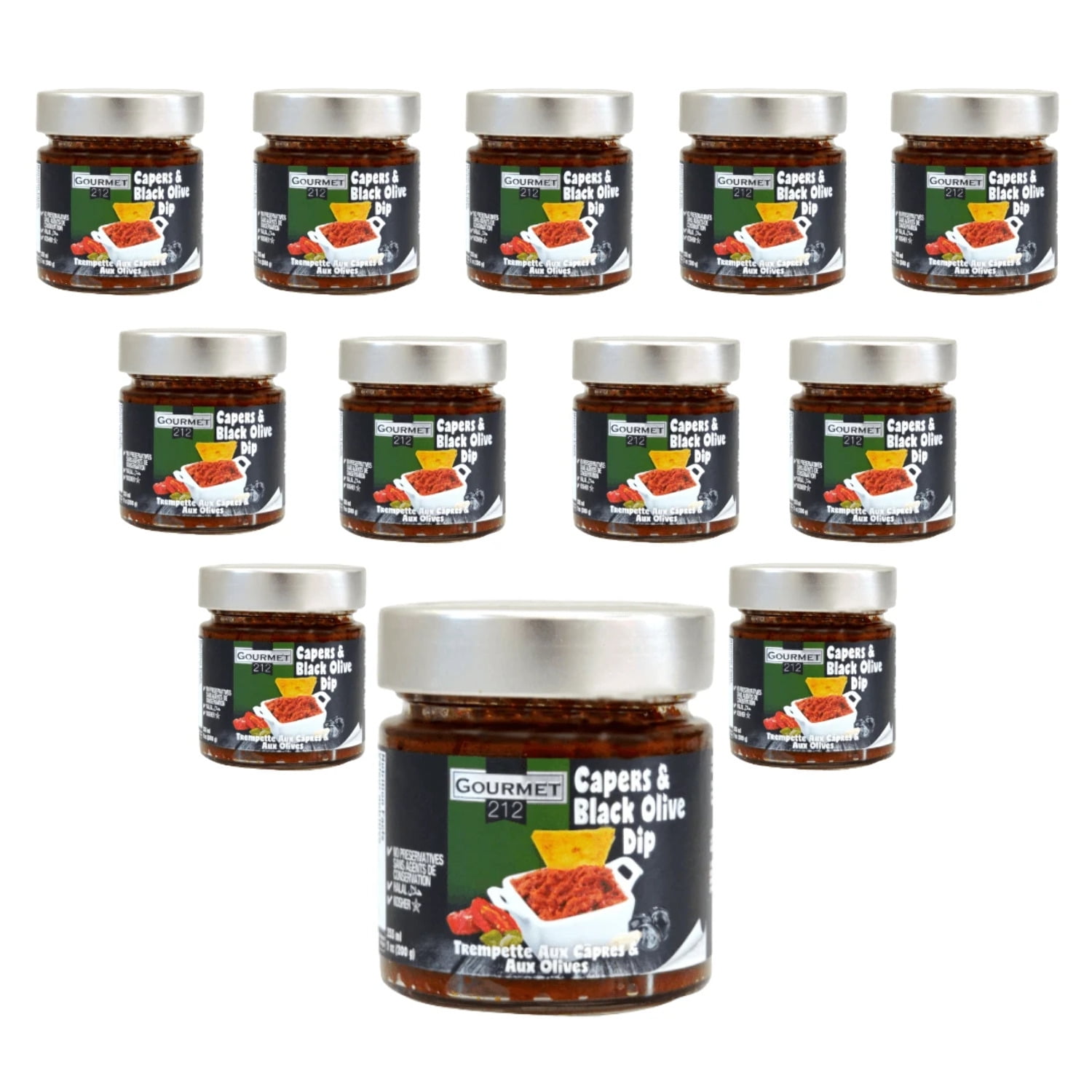 Gourmet212 Black Olive and Capers Dip 7oz., 12 Pack, Glass, Jarred