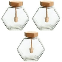 Honey Pot with Dipper Sealed Containers for Food 3 Pieces Small Glass Jar Lid Syrup