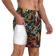 thumbnail image 3 of Picia Snake And Flower pattern Mens Swim Trunks with Compression Liner Stretch Beach Shorts Quick Dry with Zipper Pockets No-Chafing Board Shorts-3X-Large, 3 of 9