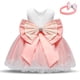 thumbnail image 1 of Wartleves Vestido de novia de princesa con flores de tul y espalda descubierta con volantes y tocado para niñas pequeñas y bebés, 1 of 6