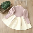 thumbnail image 4 of Godderr Baby Newborn Sweet Bow Tie Dress for Kids Toddler Girls Princess Dress for 9M-8Y Long Sleeve Crewneck Lantern Sleeve Casual Autumn Winter Little Fragrant Style Girls Sweater Knitted Dress, 4 of 5