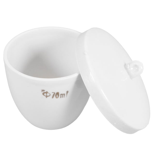 Creuset en Céramique 70 ml Blanc Tasse en Porcelaine Résistante aux Hautes Températures avec Couvercle pour Usage en Laboratoire à