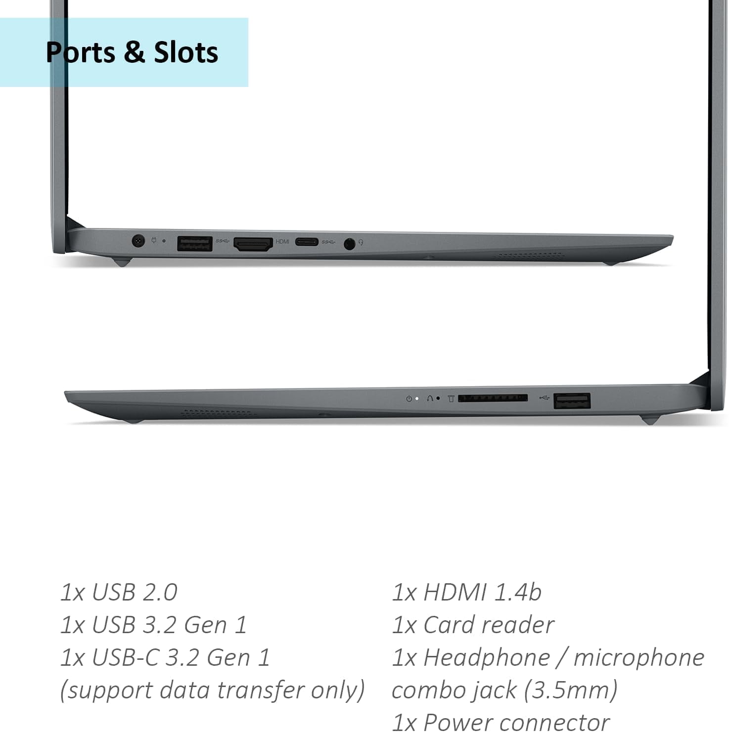 Lenovo IdeaPad 1i Laptop, 15.6" FHD Anti-Glare, Intel Core i5-1235U, 16GB RAM, 1TB SSD, Wi-Fi 6, SD Card Reader, Numeric keypad, Webcam, Bluetooth, Windows 11 Pro, Intel Iris Xe Graphics
