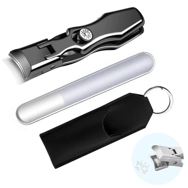 German Nail Clippers for Thick Nails with Wide Jaw and Ultra Sharp Blades, Catcher, Black
