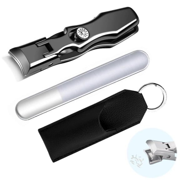 German Nail Clippers for Thick Nails with Wide Jaw and Ultra Sharp Blades, Catcher, Black