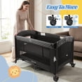 thumbnail image 5 of Babyeap 7-in-1 Baby Bassinet with Playard and Bedside Sleeper, Changing Table, Toy Bar, Extra Large Storage Bag, Travel Crib for Newborns and Infants, Black, 5 of 14