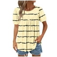 thumbnail image 2 of Xixinqiwan Women Tops under $10.00,Women Summer Casual Shirts Short Sleeve Striped Tunic Tops Crew Neck Tee Tshirt Blouses for Women Beige M, 2 of 7