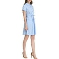 thumbnail image 5 of INSPIRE CHIC Women's Fit and Flare Collar Pocket Elastic Waist Mini Dress M Sky Blue, 5 of 9