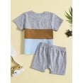 thumbnail image 3 of Kids Boys Summer Outfits Contrast Color Short Sleeve T-Shirt and Elastic Rolled Hem Shorts 2 Piece Clothing Set, 3 of 9