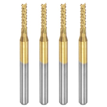 

Uxcell 1/8 Shank 2.1mm x 10mm Titanium Coated Carbide End Mill CNC Router Bits 4 Pack