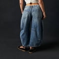 thumbnail image 4 of QJUHUNG Women  Loose Jeans Solid Color Mid-Rise Barrel Denim Pants, 4 of 6