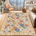 thumbnail image 3 of MJIAexp 6'x9' Moroccan Area Rug Washable Bedroom Rug Vintage Boho Area Rug Non-Slip Accent Throw Rug Stain Resistant Floor Carpet for Kitchen Entryway Living Room Office Boho Multi-color, 3 of 10