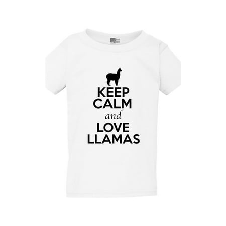 

Keep Calm And Love Llamas Camel Animal Lover Funny Toddler Kids T-Shirt Tee