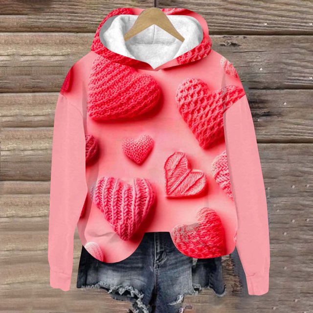 Offres de Liquidation! Aqestyerly Sweat à Capuche Confortable pour Femmes Motif Cœur Imprimé