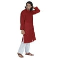 thumbnail image 3 of Atasi Designer Solid Kurta For Menâ€™s Mandarin Collar Cotton Ethnic Long Wear, 3 of 7