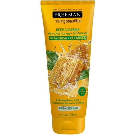 2 Pack - Freeman Deep Clearing Facial Clay Mask + Cleanser, Manuka Honey + Tea Tree Oil 6 (Best Skin Clearing Mask)