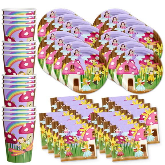 Fairy Garden Birthday Party Supplies Set Plates Napkins Cups Tableware Kit For 16