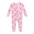 thumbnail image 2 of Baby Footless Ruffled Zippered Rompers - Little Kids Clothes - Girls One Piece PJ - Soft Viscose from Bamboo (Rainbow Hearts, 0-3 Months), 2 of 2