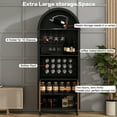 thumbnail image 5 of 71" Farmhouse Arched Wine Bar Cabinet, Whiskey Station with Wine Rack and Wine Glass Holder, Arched Display Cabinet, Liquor Bars Cabinet for Living Dining Room, Black, 5 of 8