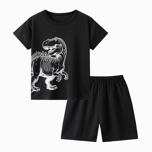 UAYOTSE Boys Quick Drying Summer Tracksuit, Thin Short Sleeve T-Shirt and Capri Shorts Two Piece Children Outfit Size 11-12 Years