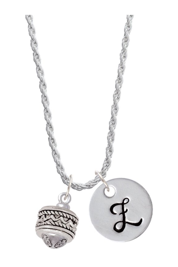 Silvertone Zig Zag with Braid Spinner Silvertone Script Initial Disc - Z - Charm Necklace, 20"+3"