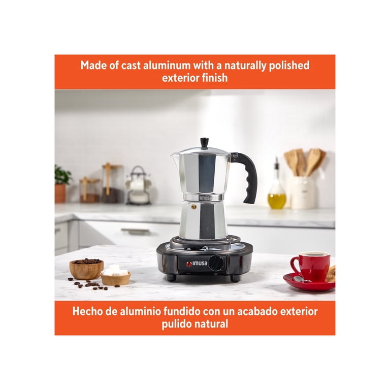 IMUSA 12-Cup Stovetop Espresso Maker, Cast Aluminum Moka Pot