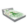 thumbnail image 2 of Ambesonne Abstract Fitted Sheet & Pillow Sham Set, Eco Planet Plant Motif, Queen, Multicolor, 2 of 2