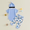 thumbnail image 6 of CAUYDY Baby Boy Shower Gifts Newborn Going Home Outfits Boys Preemie Boys Clothing Romper Pants Hat 3PCS Layette Set Infant Clothes 6-18Months (Sizes 0-3 Months,Blue), 6 of 6