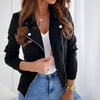Women Business Attire Solid Color Lapel Long Sleeve Zipper Slimming Cardigan Coat Top（Women's Coats & Jackets Shop All）
