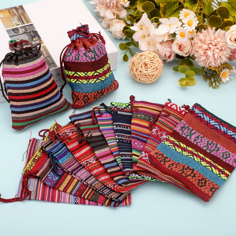 20pcs Cotton Linen Drawstring Gift Bags, Mexican Fiesta Gift Bag