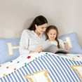 thumbnail image 5 of Feelyou Fashion Monogrammed H Queen Comforter Set for Girl, Modern Abstract Lines Bedding Sets, Cute Cartoon Reversible Bedding Comforter Set, Lightweight Room Decor, 3 Pieces, 5 of 8