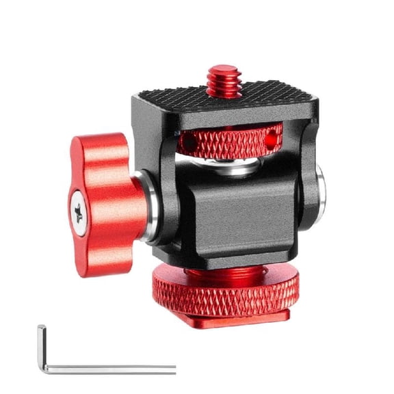 Adjustable Camera Monitors Mount Hot Shoe Bracket Standard 1/4in 360 Rotation 180 Tilt with Secure Thumbscrew Lock
