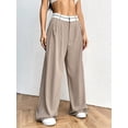 thumbnail image 4 of Spring and Autumn Women'S Wide-Leg Pants High Waist Business Casual Work Pants Khaki XL, 4 of 7