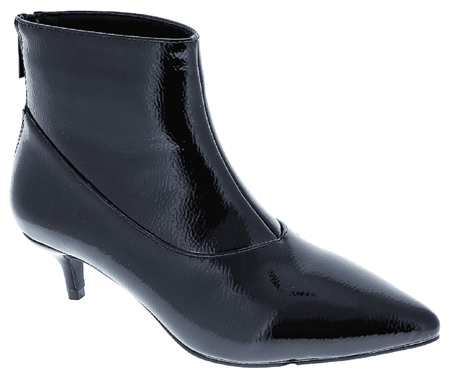 Weboo - Harmoni-8 Women Patent Pointed Toe Kitten Low Heel Ankle Booties Boots Black - Walmart