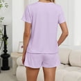 thumbnail image 4 of Cmfcve Two Piece Outfits for Women Lounge Sets Casual Crew Neck Short Sleeve Top & Shorts Set, 4 of 7