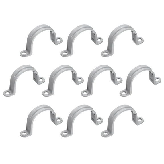 10Pack 1-1/4 Inch Pipe Straps, 2 Hole Conduit Pipe Clamps Supports, Mounting Bracket Clips for Cables and Tube Fittings, Gray