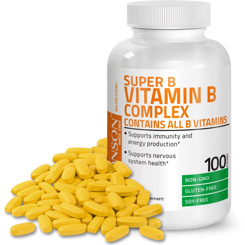Bronson Vitamin B Complex Vitamin B1 B2 B3 B6 B9 Folic Acid B12 
