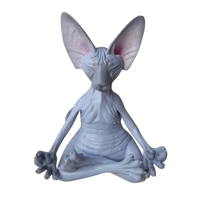 Toystoory Estatuilla caprichosa de gato de Buda, meditación, Yoga, decoración de gato feliz, esculturas artísticas, estatuas de jardín al aire Jardín y Patio gato sin pelo 4 Toystoory HA007213-03B